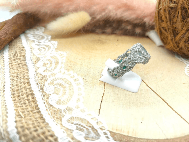 Bague aigue marine fil argent perles miyuki 