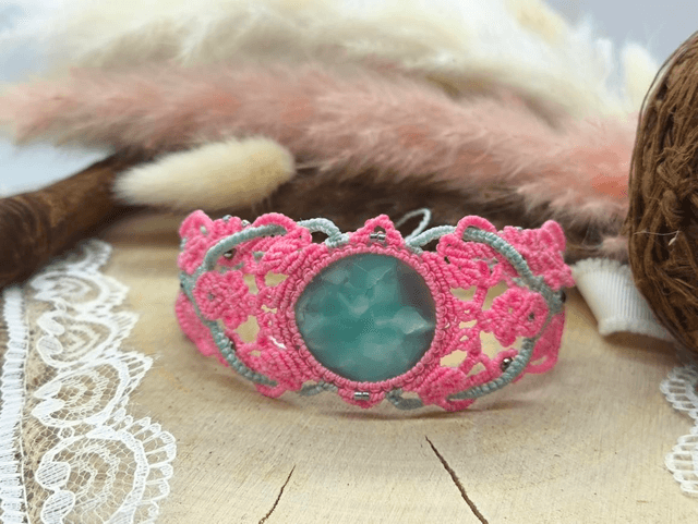 Bracelet bicolore rose/menthe hemimorphite chatoyante 
