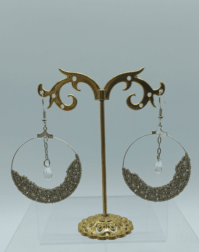 boucles d&#039;oreilles créoles pendant cristal 