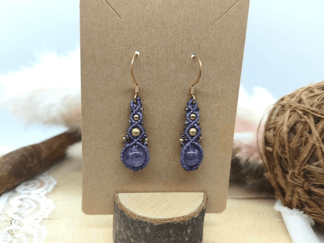 Boucles d&#039;oreilles perles laiton, perles miyuki et perles améthyste 