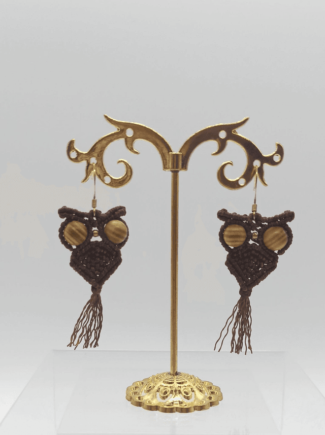 boucles d&#039;oreilles chouettes marron foncé