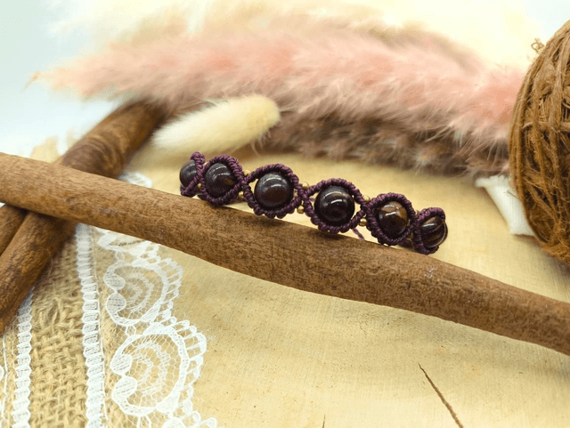Bracelet bordeaux perles grenat perles laiton