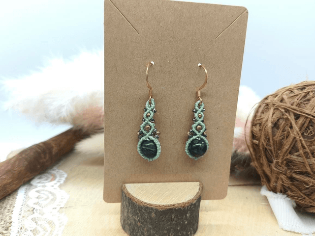 Boucles d&#039;oreilles perles laiton, perles miyuki et perles jaspe kambaba
