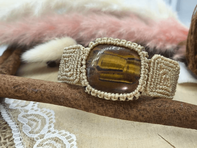 Bracelet unisexe tissage incas oeil de tigre
